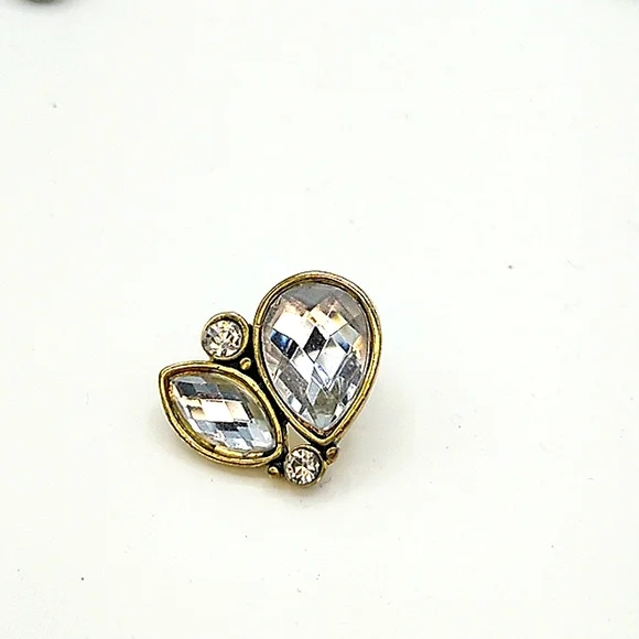 Rhinestone Teardrop Marquis Tassel Fringe Solitaire Earrings Set of 3 Mismatched - Picture 2 of 10